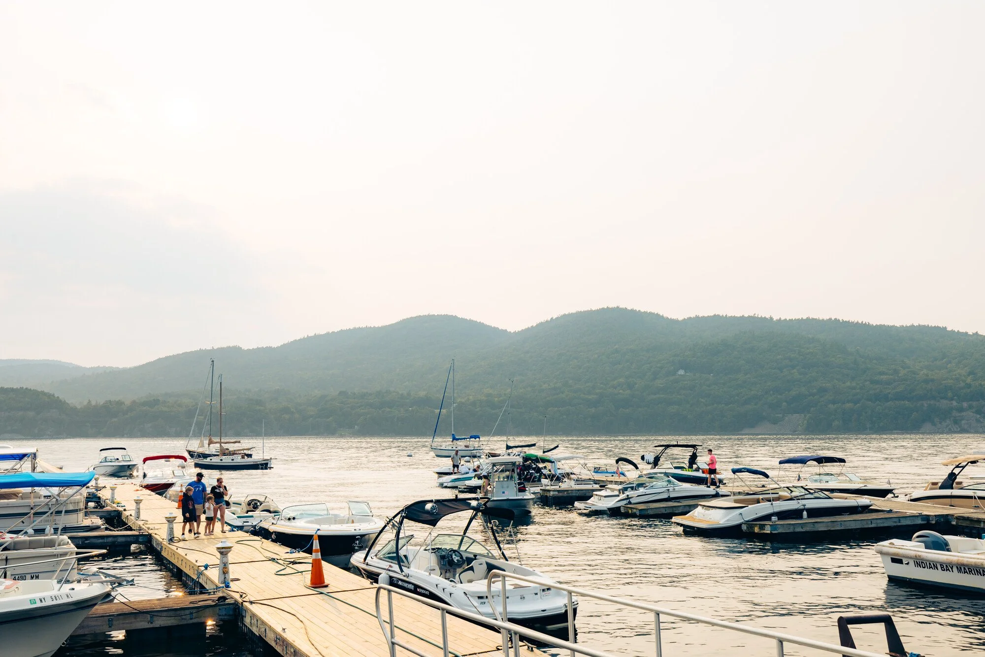 Lake Champlain marina in summer.