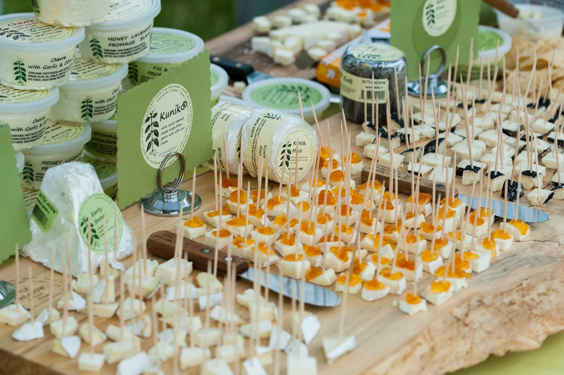Samples of locally produced cheese at the Adirondack Food and Wine Festival.