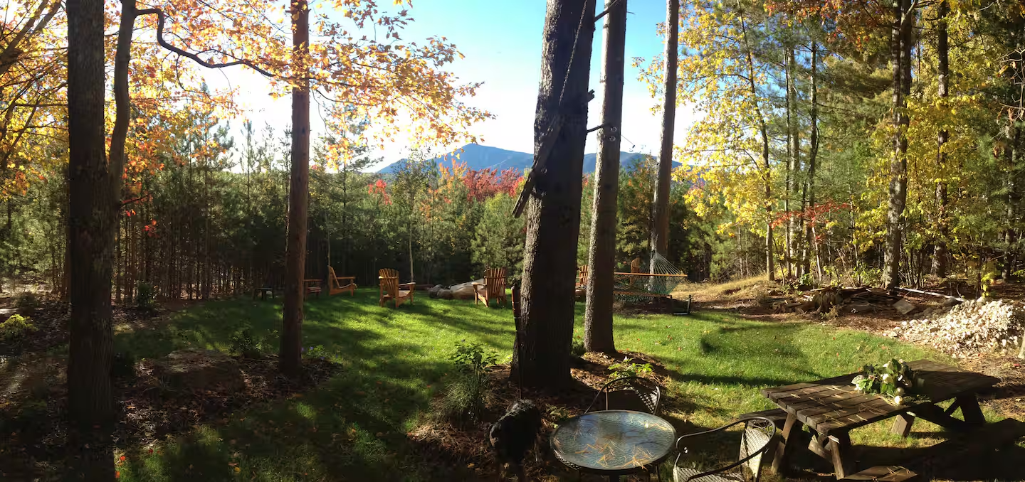 Secluded cabin at peace ridge in the Adirondacks.