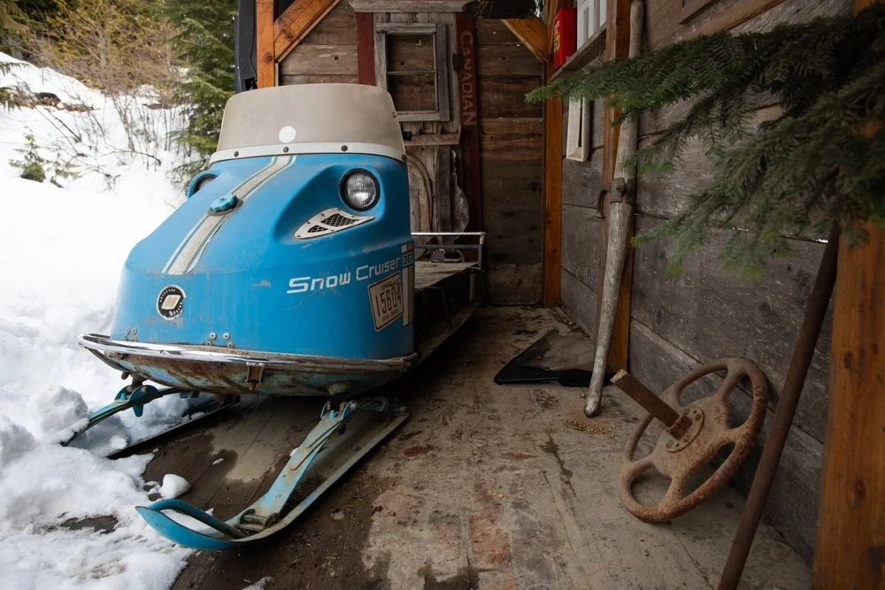 Snow cruiser vintage snowmobile in the Adirondacks.