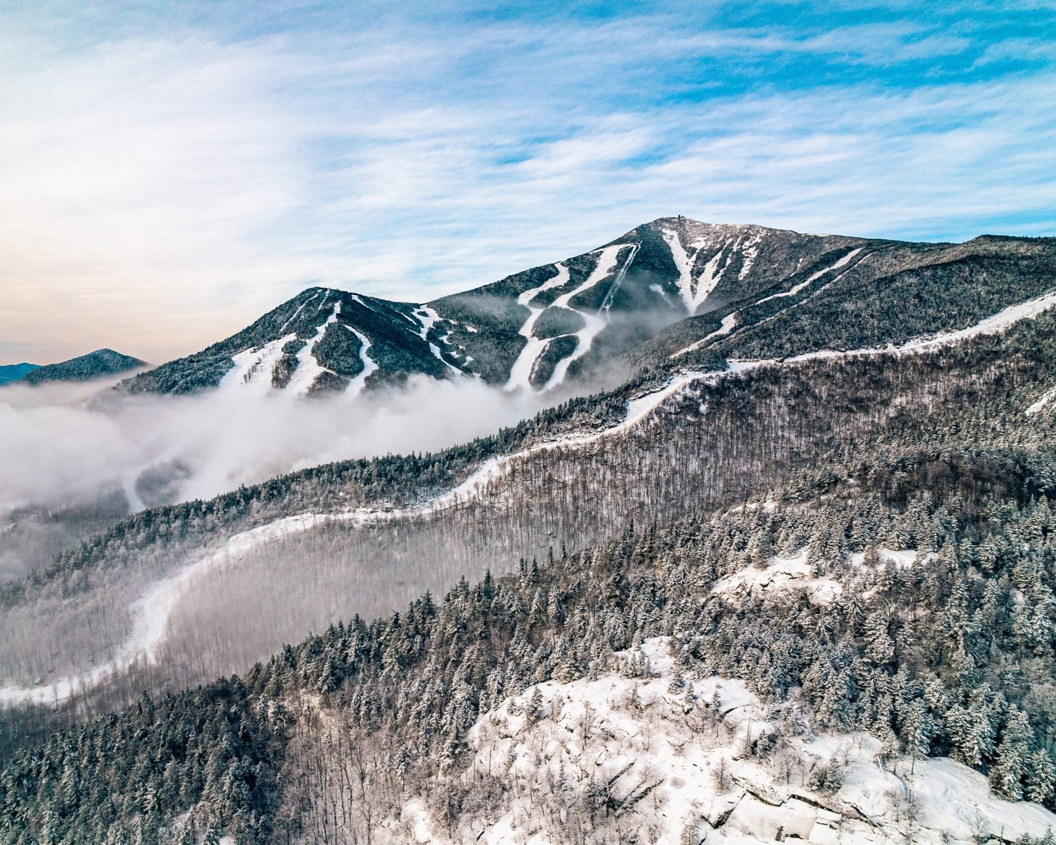 Snow conditions at Whiteface Mountain near Lake Placid in the Adirondacks.