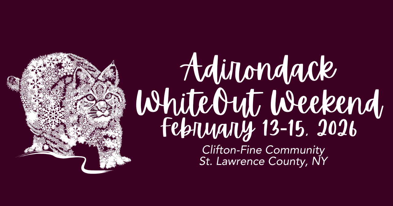 Promotional banner for the 2026 Adirondack Winter Whiteout Weekend
