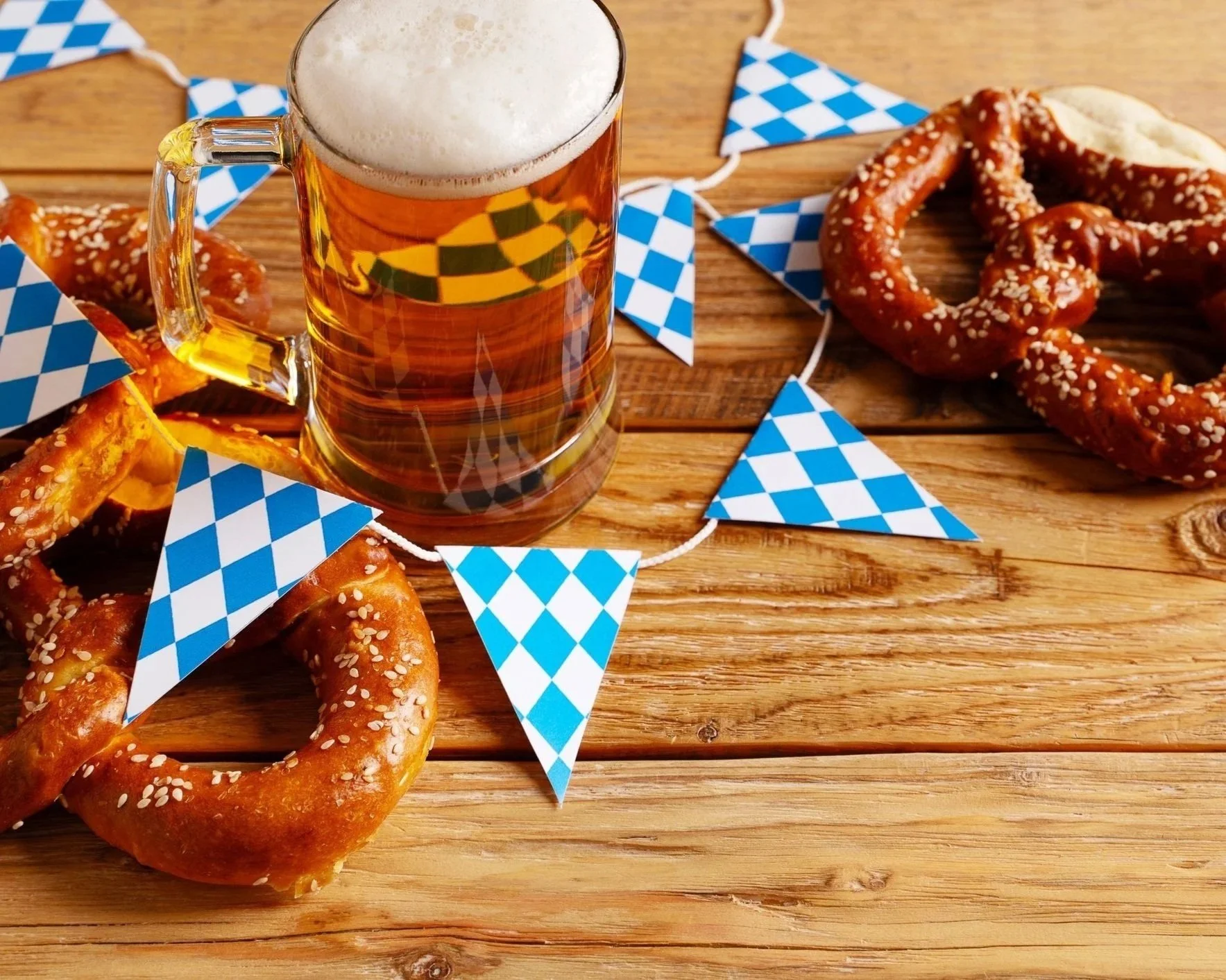 Adirondack Brewery Oktoberfest beer steins and pretzles.