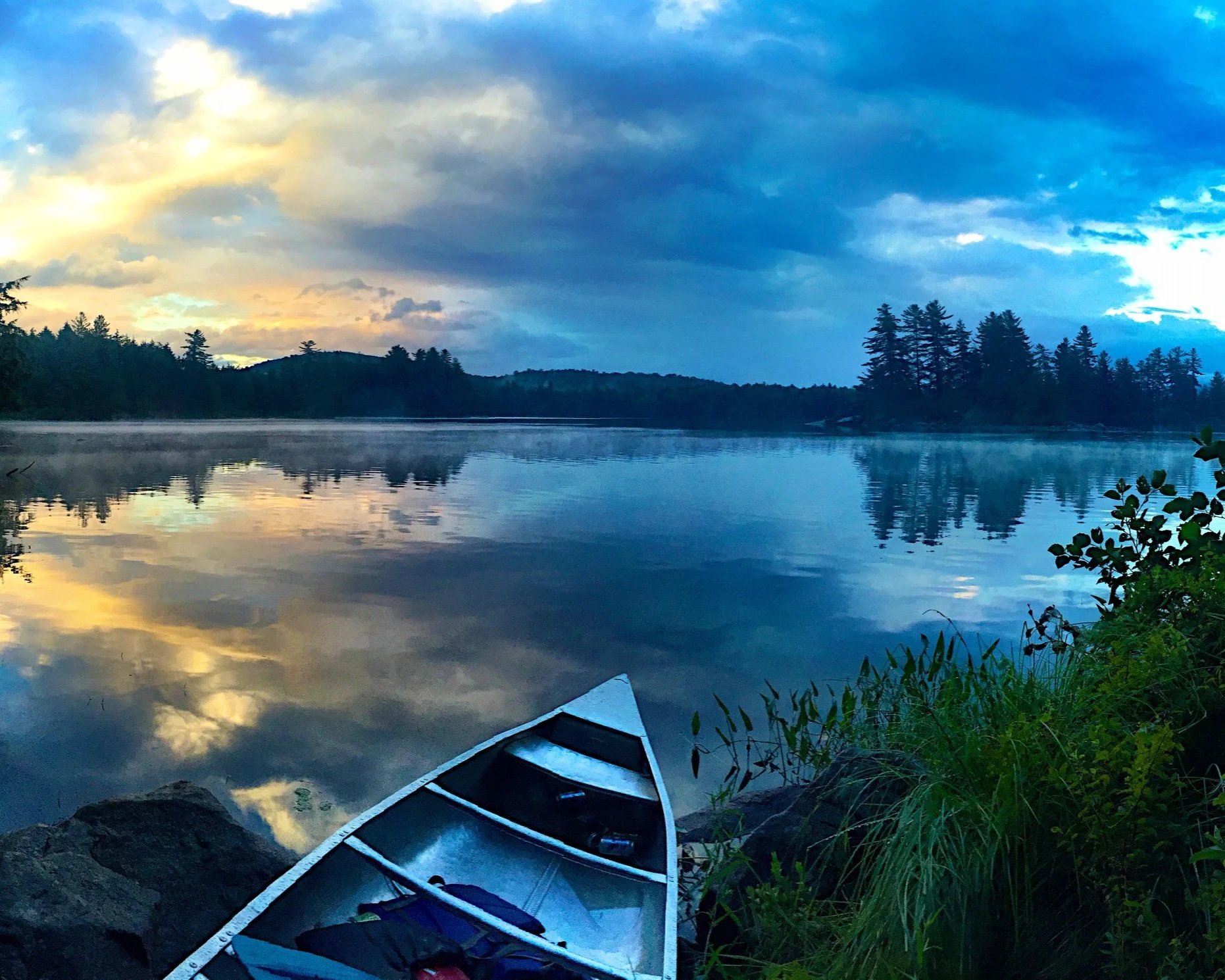 Canoe on an Adirondack lake.