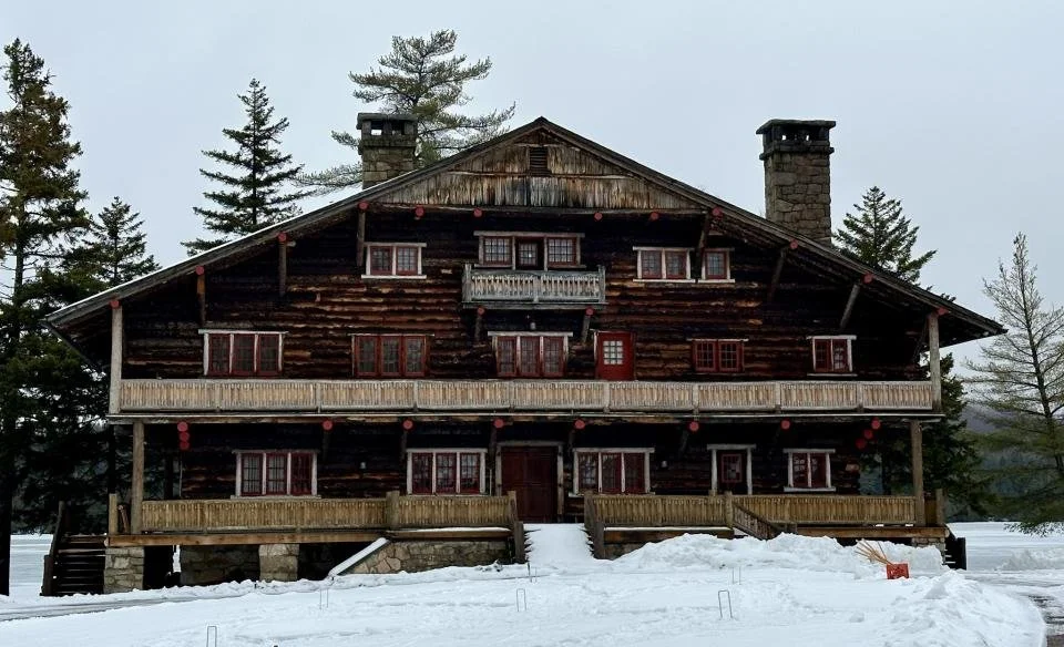 Great Camp Sagamore in the Adirondacks during winter snow days.