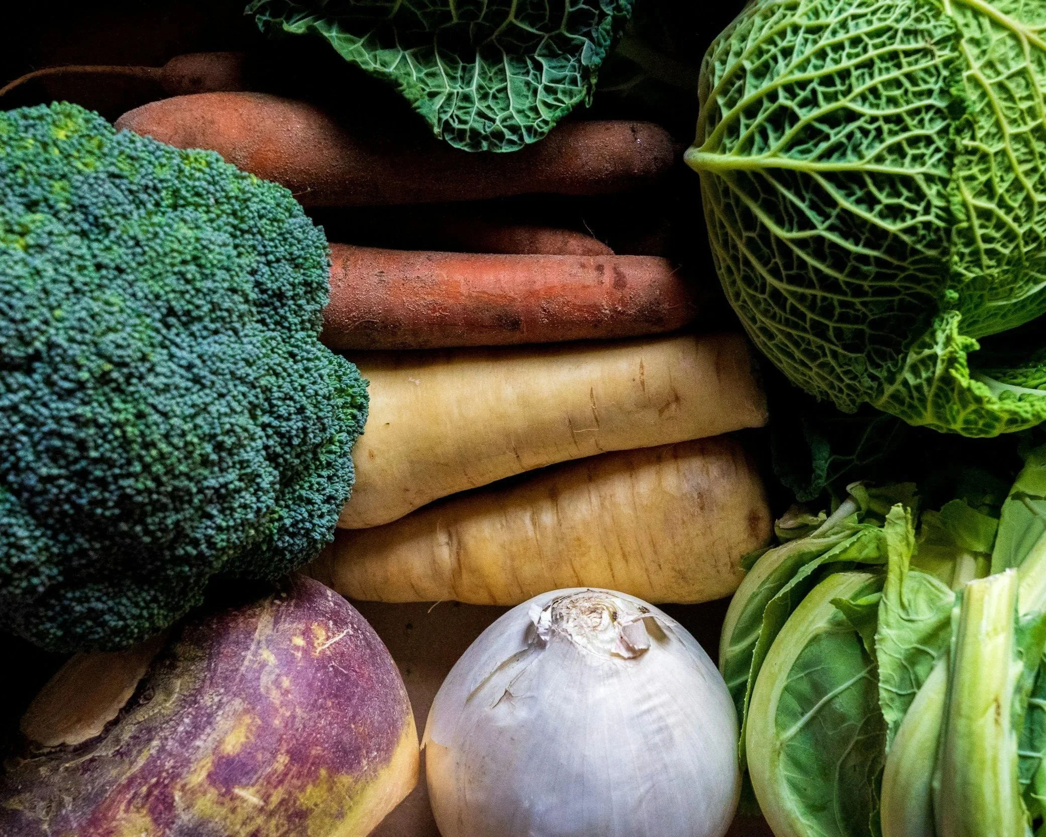 Winter farmers market vegetables.