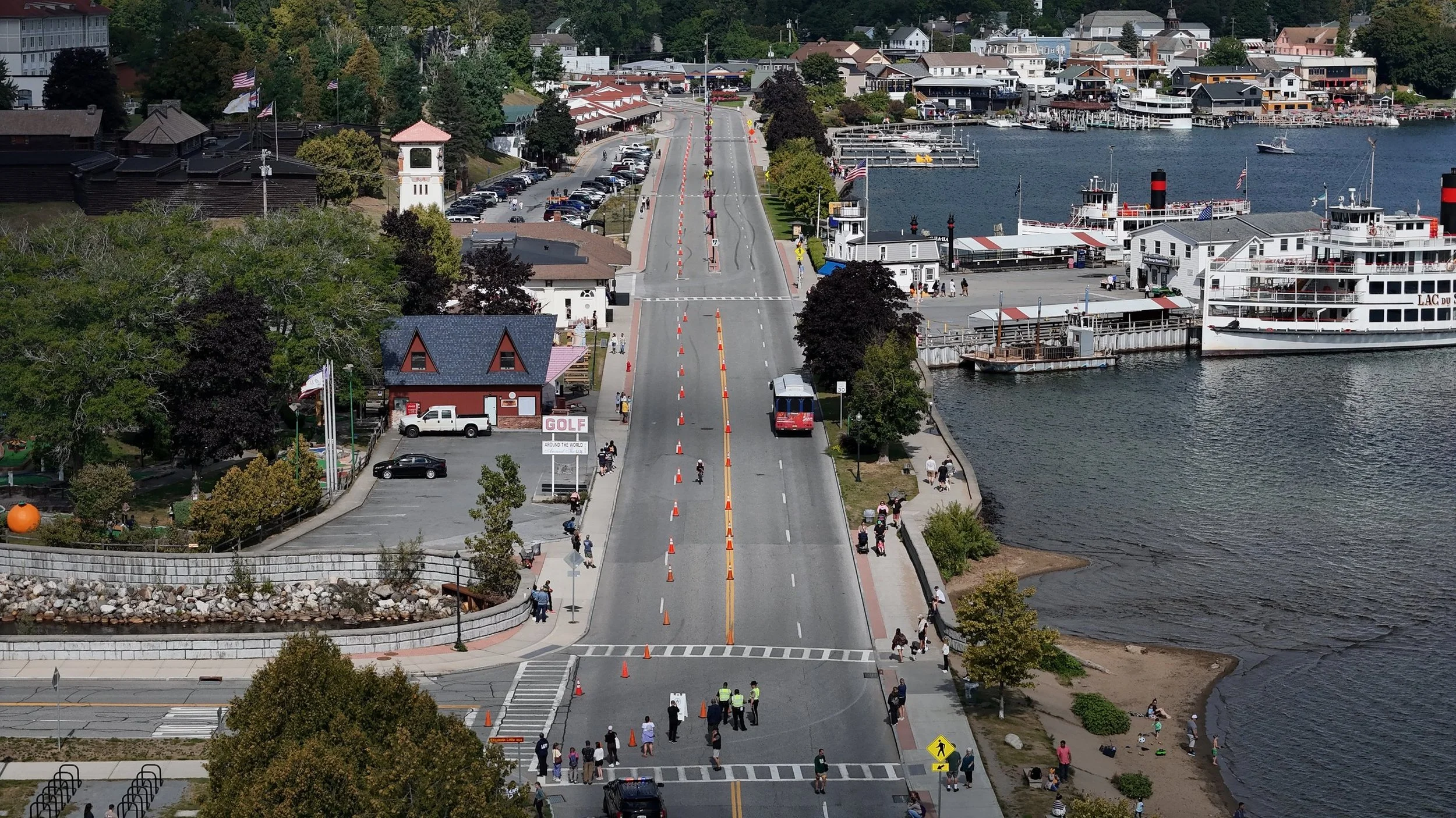 Million Dollar Beach Road, the hub of the Lake George Placid.