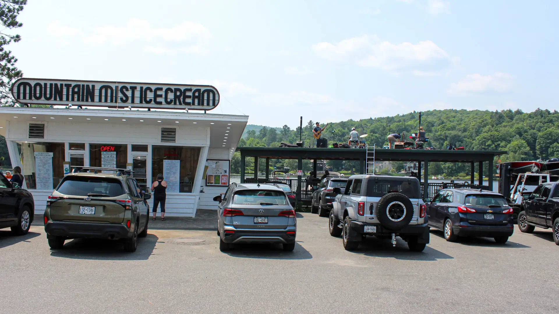 Musicians perform at Mountain Mist Ice Cream during PorchFest in Saranac Lake.