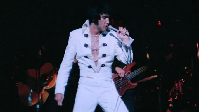 Elvis Presley performing live.
