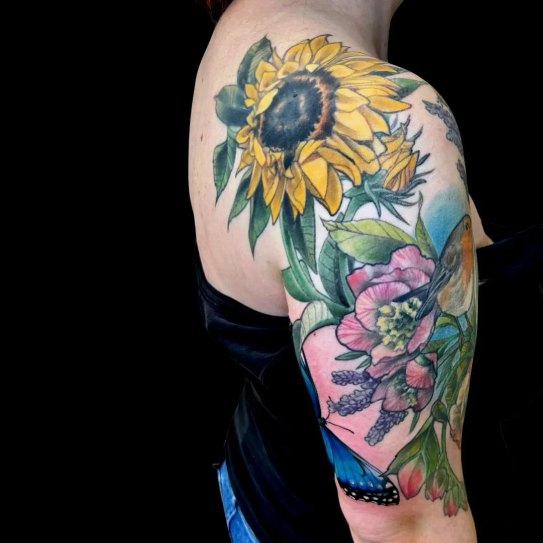 Flowers be flowerin, Springtime truly is a time of renewal and rebirth. Let&rsquo;s spruce up some of them old tattoos or find something totally new! Now booking in Asheville. Link and bio.