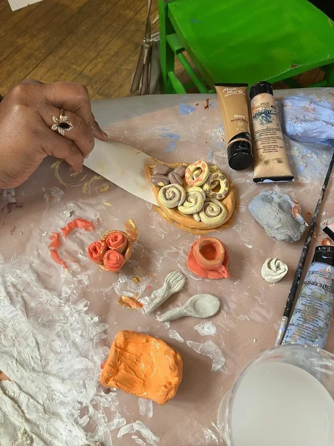 We accepted donations of all kinds of art and craft supplies and let the families loose on them.