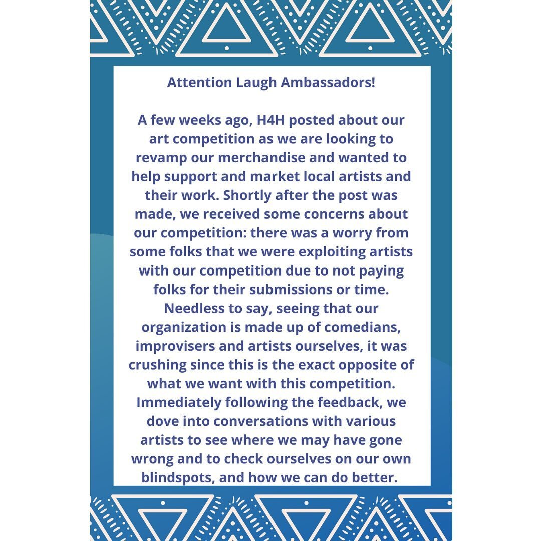 We&rsquo;ve been listening, we&rsquo;re still learning, and we&rsquo;re happy and grateful to keep growing. 
&bull;
See the following post for our @humorforhope merchandise competition update 👉🏼👉🏾👉🏿