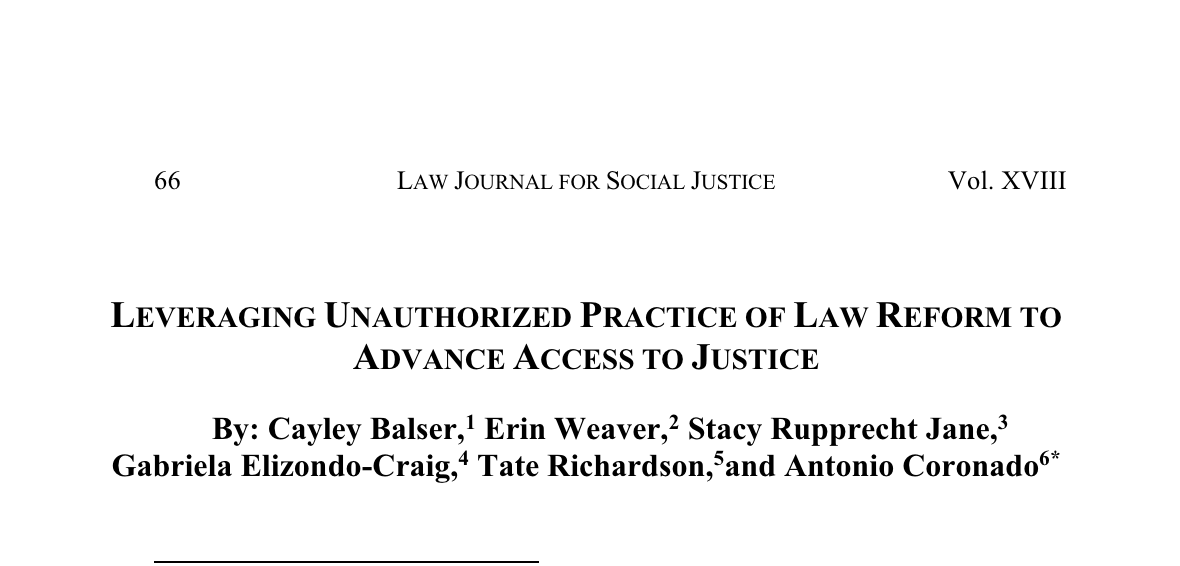 Leveraging Unauthorized Practice of Law Reform to Advance Access to Justice