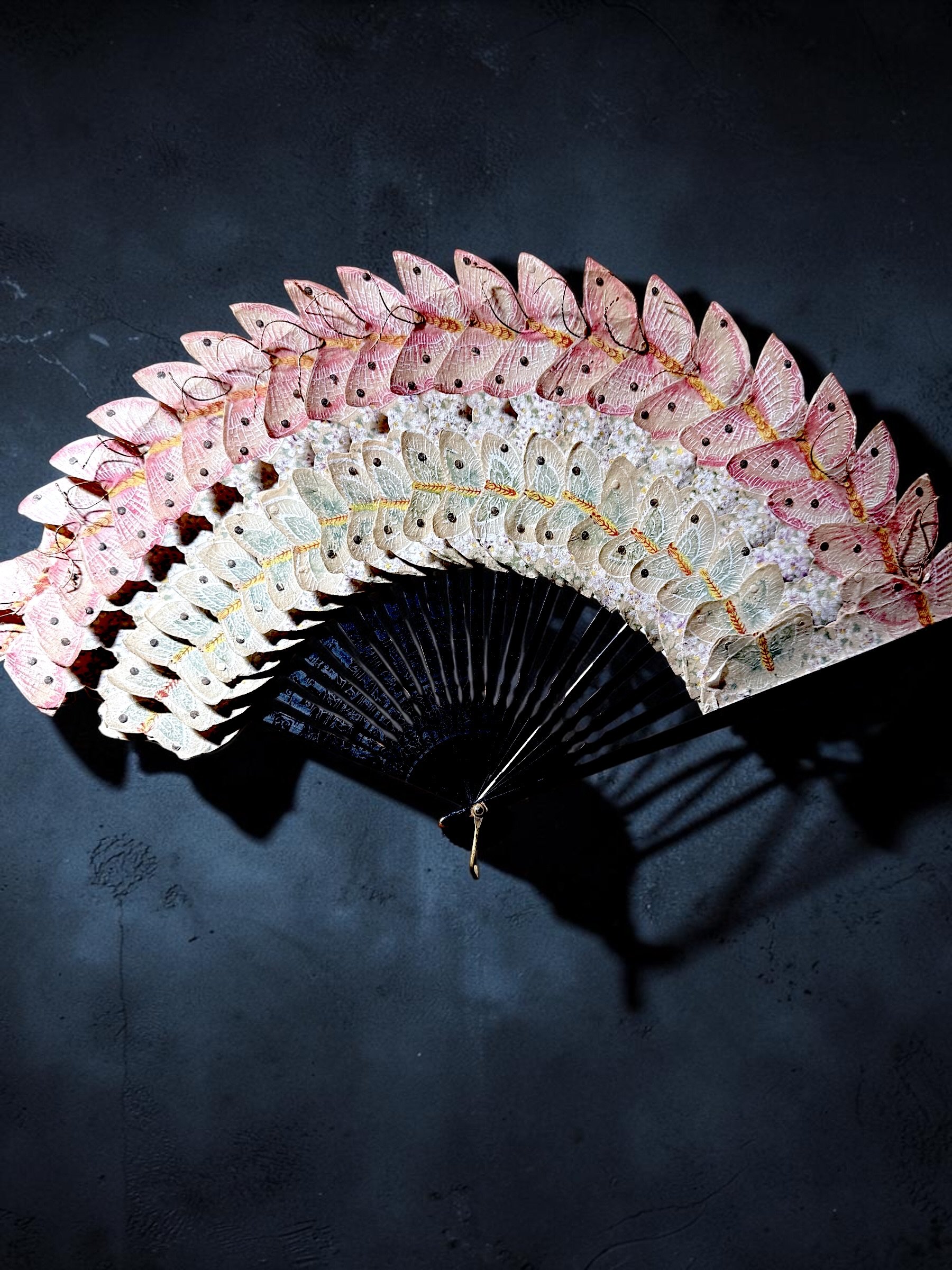 Antique Folding Fan, Butterfly Leaf. French or Spanish, c. 1880-1900

