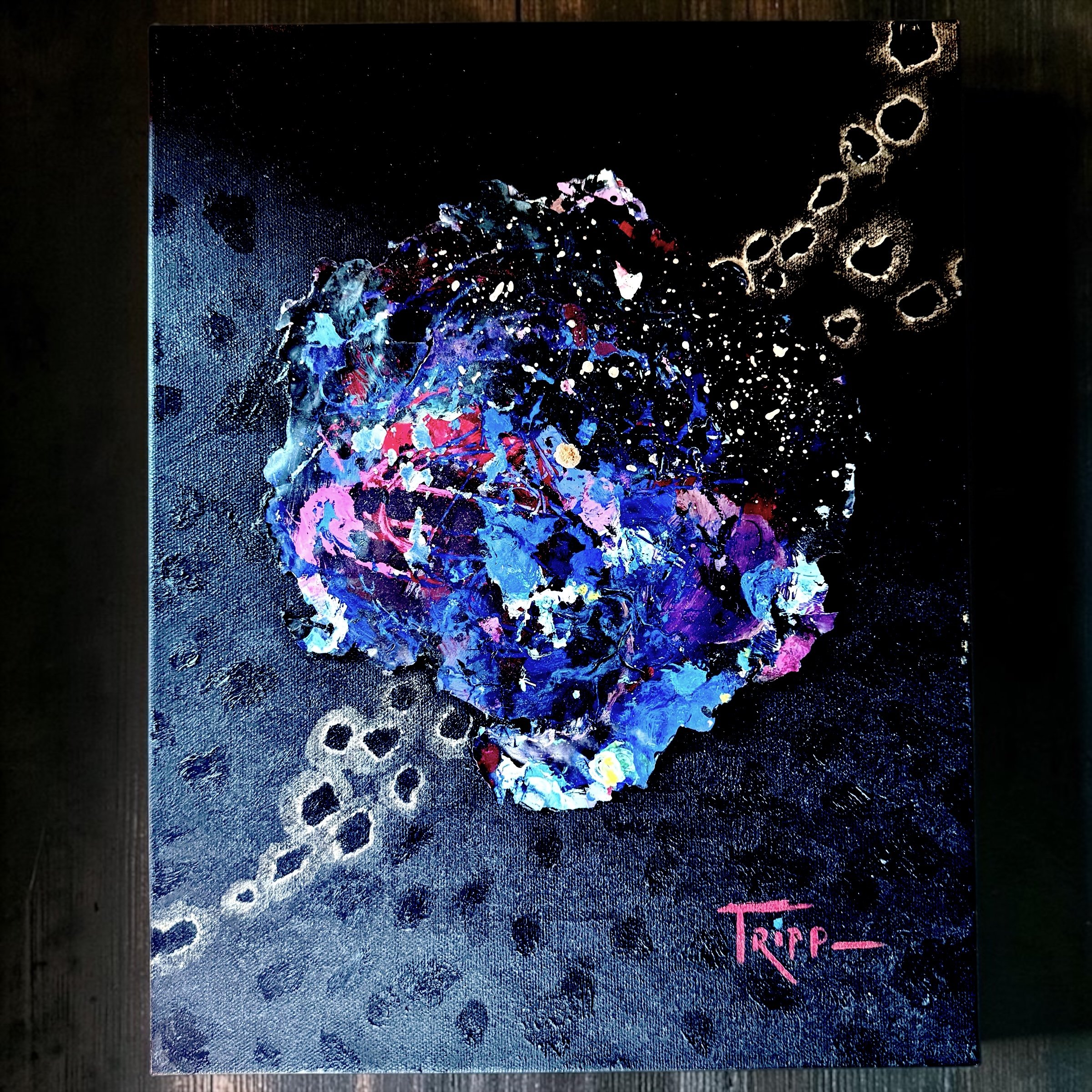 "Wisdom Drawing," 2003
Signed Peter Tripp
Acrylic and mixed media on canvas
11"x14" Signed, titled, artist note, dated on reverse