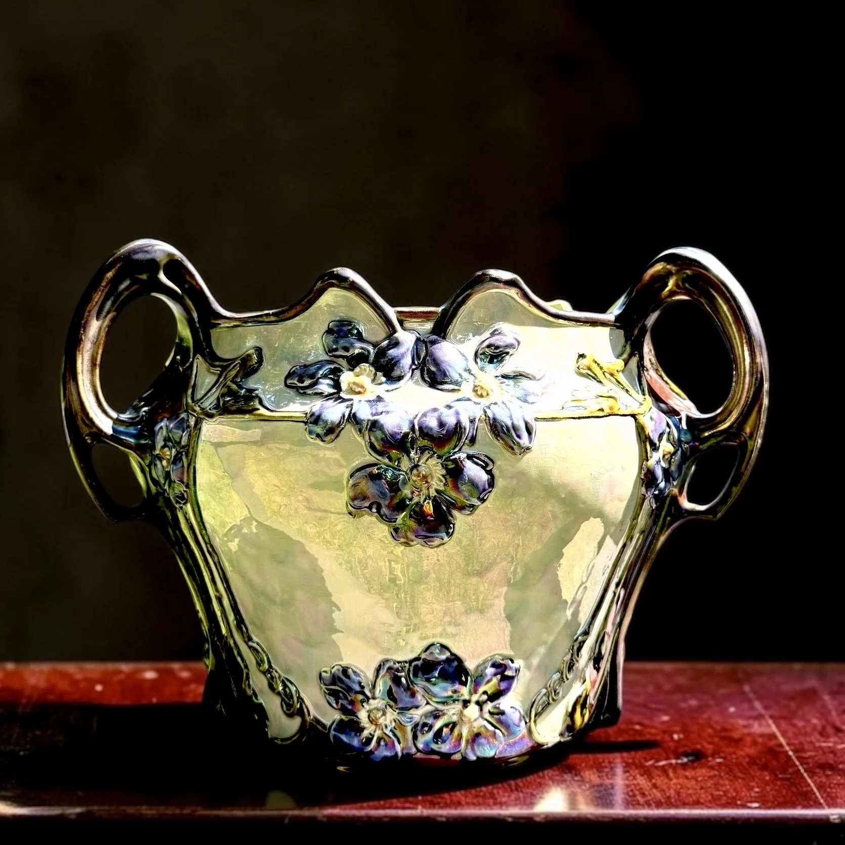 Austro-Bohemian Art Nouveau iridescent-glazed jardinière, circa 1900–1910
11" x 14"