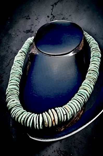 Graduated Turquoise Heishi Disc Necklace, Pueblo or Navajo in style (unmarked). Mid 1970s-1990s