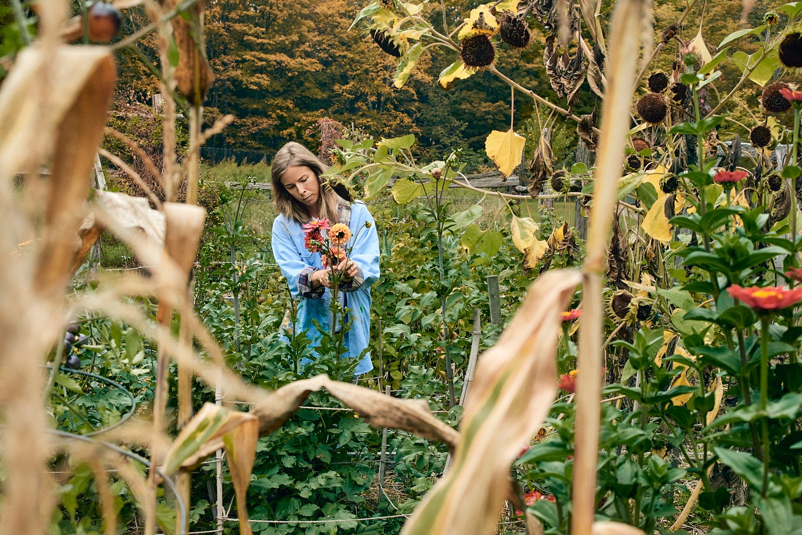 Artist in her garden.