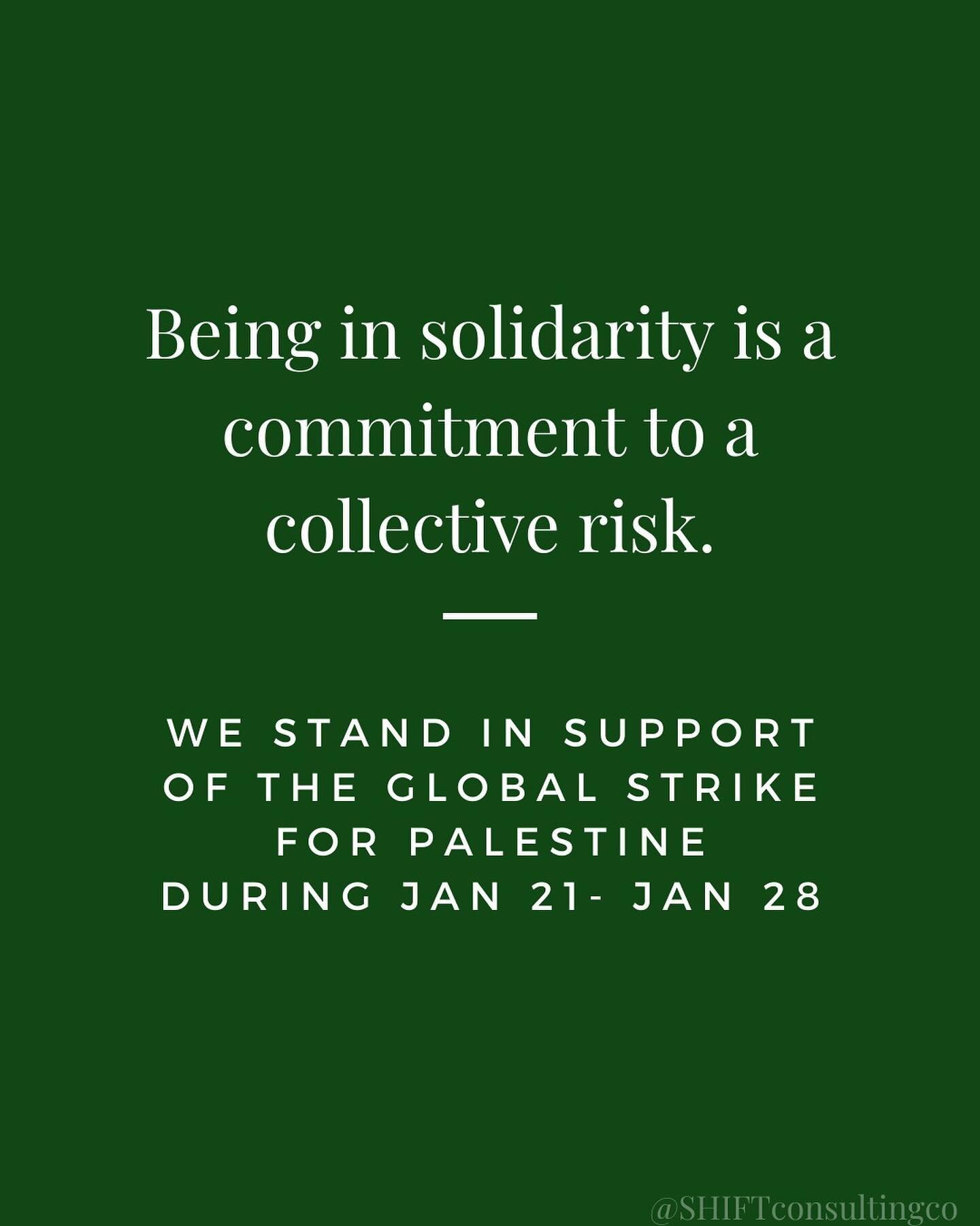 As a small business that is navigating both the silence coming from our industry about the genocide happening in Palestine and the day-to-day hustle of having a business, we are called in and reminded of the myriad of powerful ways for us to be in so