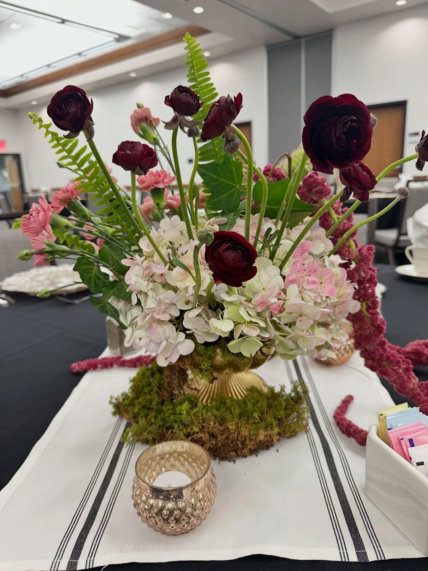 I had a great time dreaming up these centerpieces! I love the cascading amaranthus 😍