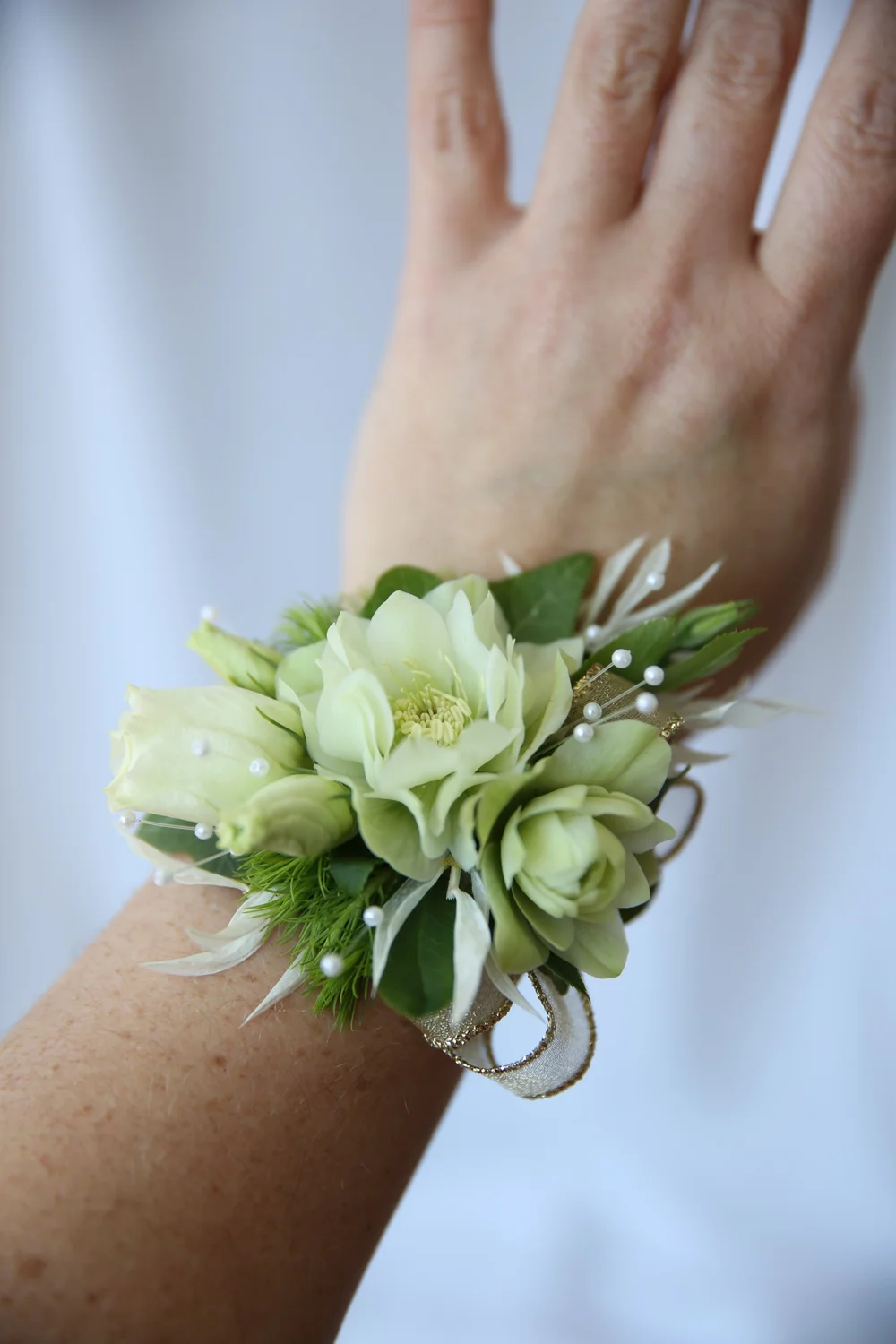 corsage to match green dress Matching Ribbon Corsage and Boutonniere – Washday Floral main image 1
