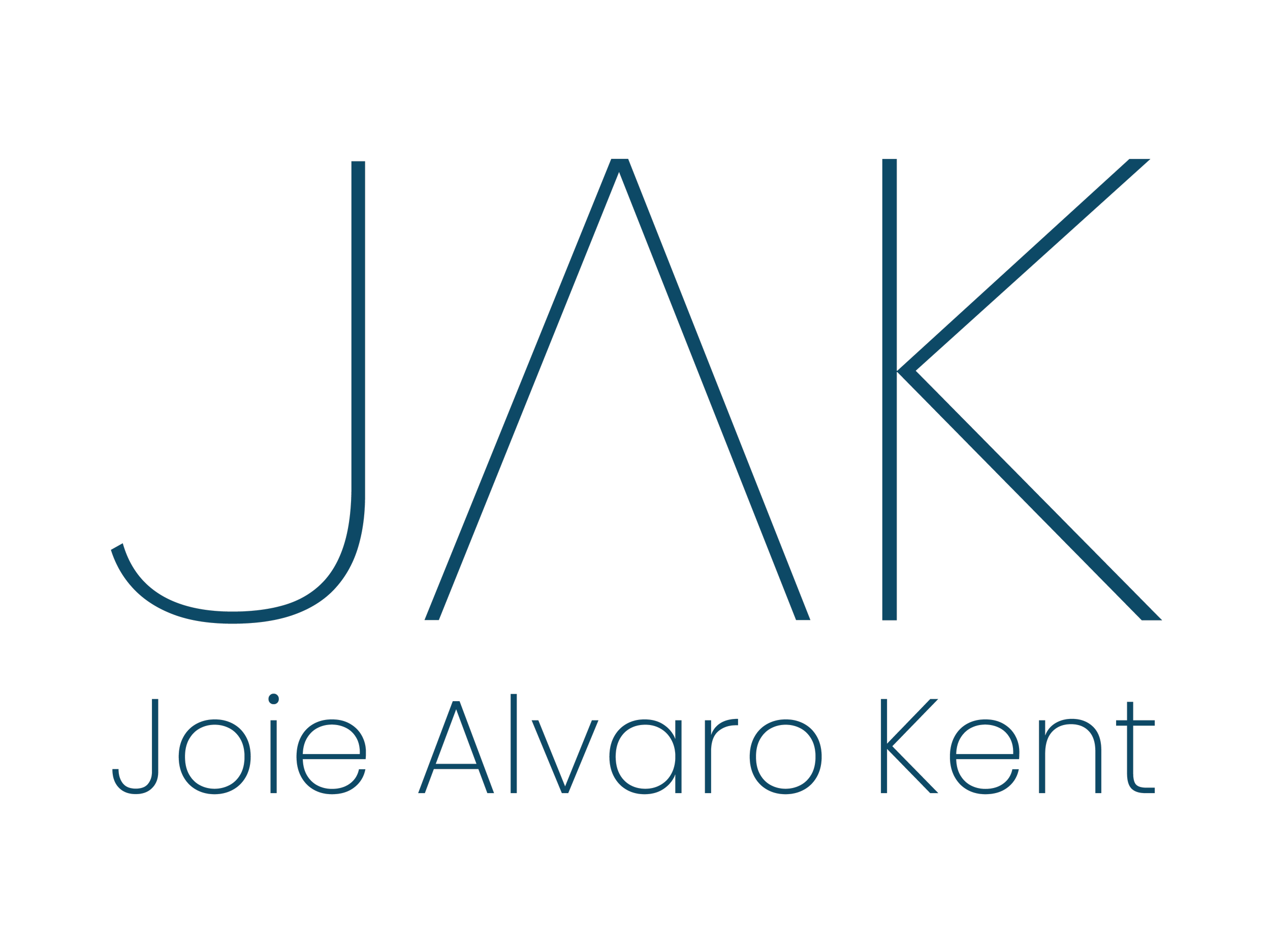 Monogram + Wordmark: The visual identity for Joie Alvaro Kent pairs a clean, modern wordmark with a sophisticated monogram to reflect her notable status as an award-winning cookbook author, food writer, and culinary judge. The sleek, thin-weight sans