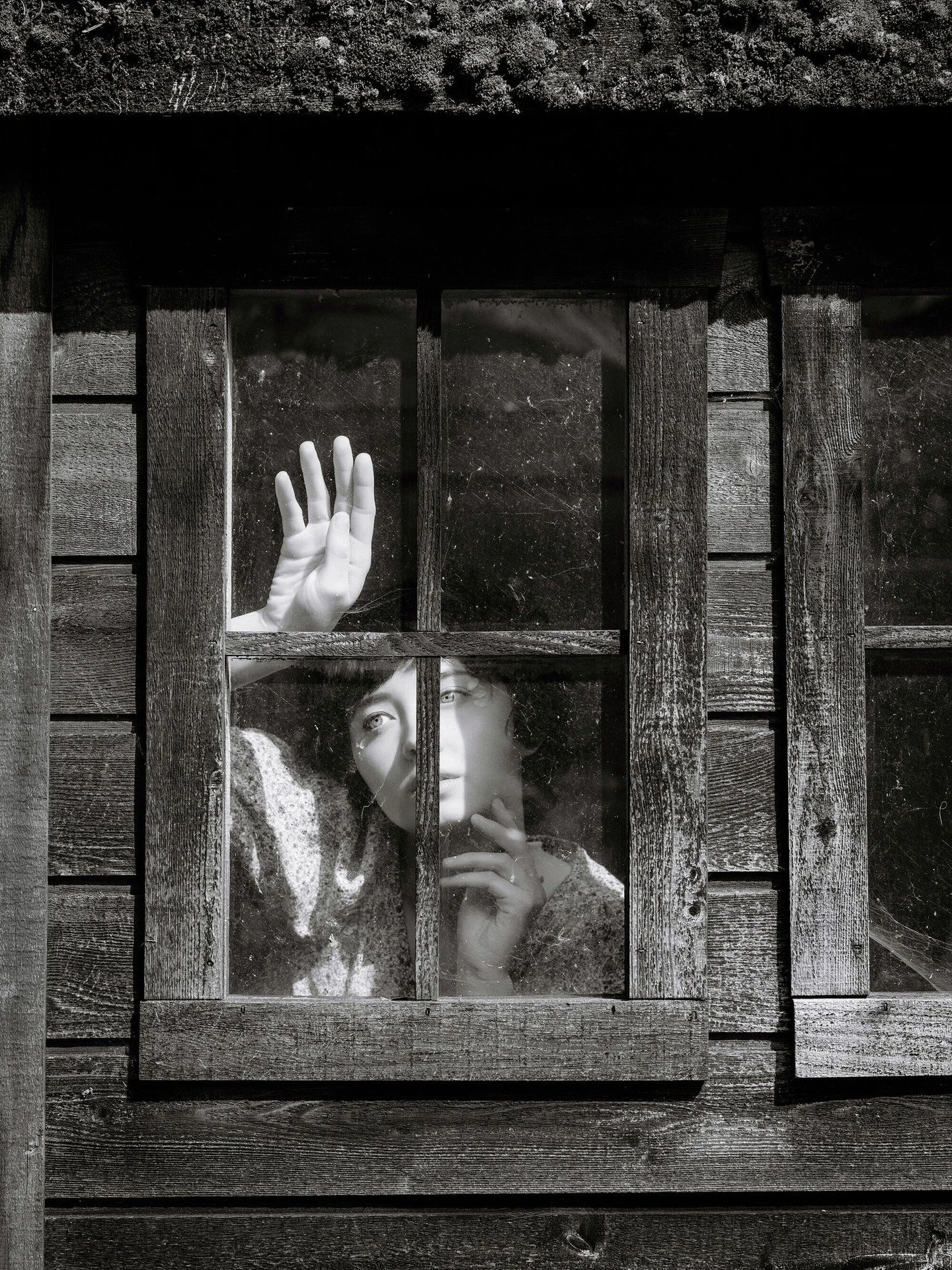 Black and white has a way of turning a photo into a mirror&mdash;weathered wood, old glass, all that texture. 

I love shooting in the little shed in my backyard. Who wants to be next?

Model: @harukoshines 
MUAH: @makeupbyemilyclaire 

#blackandwhit