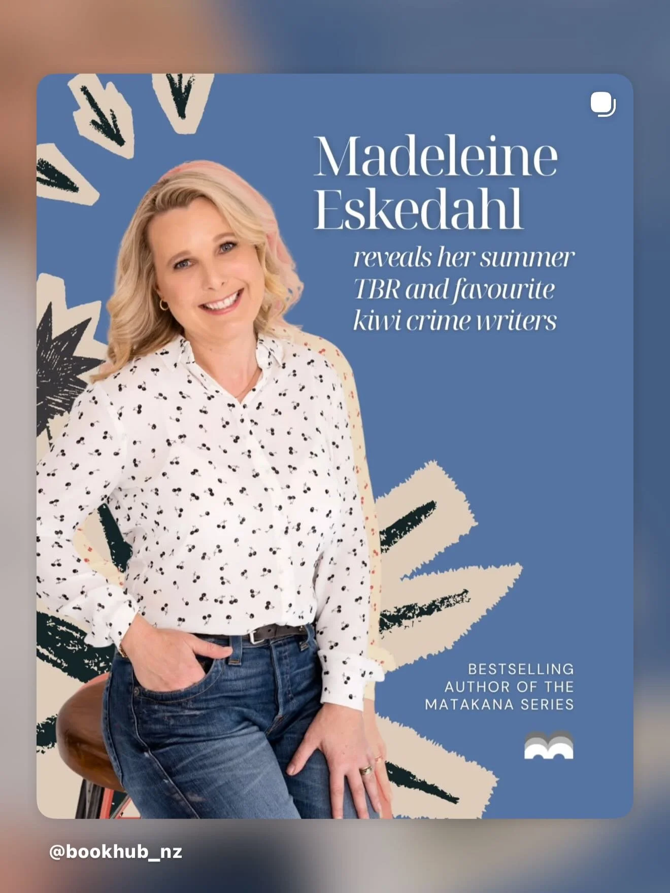 Repost @bookhub_nz  I was thrilled to be asked to come up with my most loved books for summer reading &amp; my favourite New Zealand 🇳🇿 crime writers 📚📚📚Check it out !😃#bookhub #madeleineeskedahl #thematakanaseries #nzcrimefiction