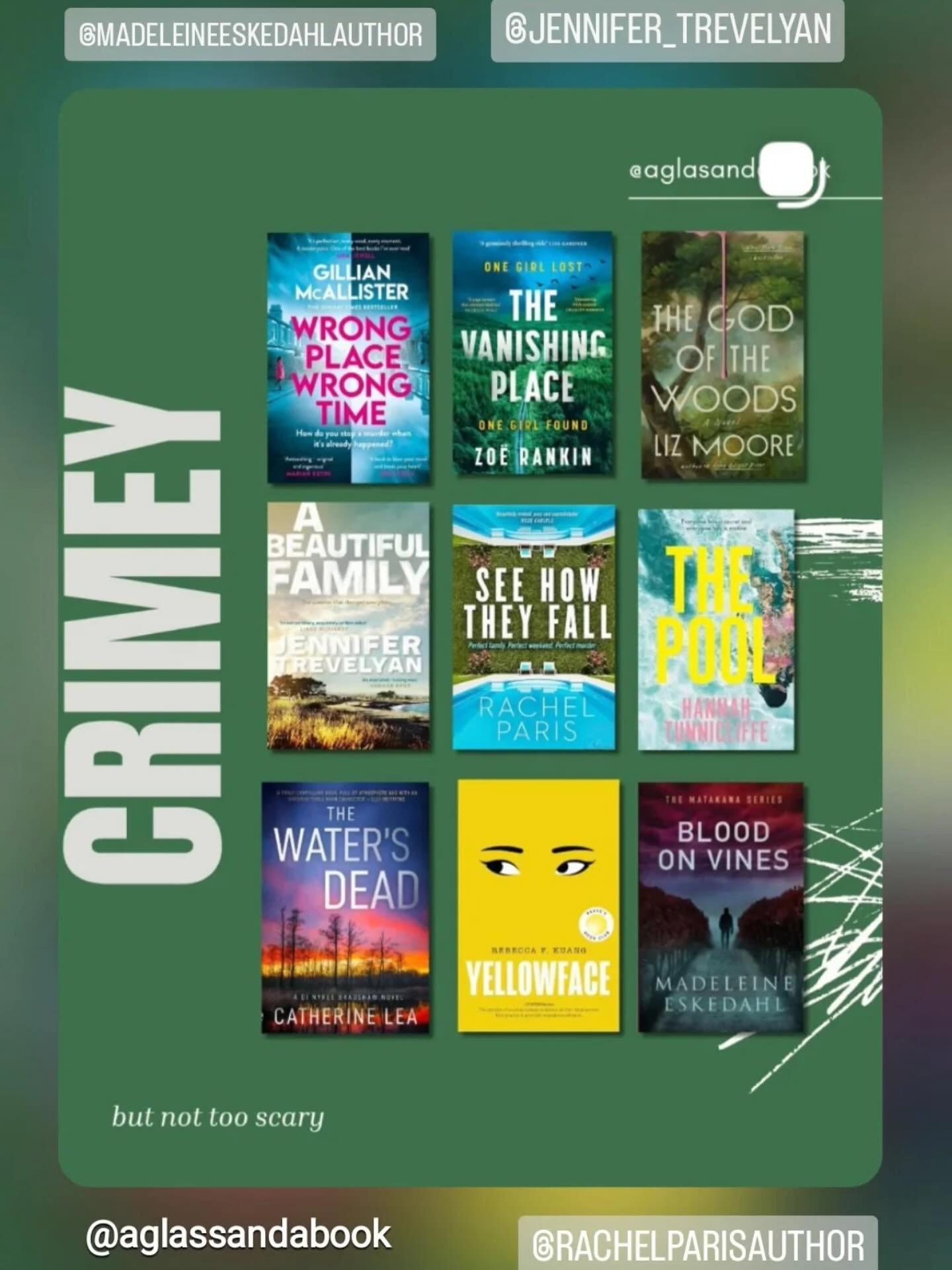 Repost @aglassandabook Thank you very much for including Blood On Vines in your favourite crime reads 🥰. #bloodonvines #thematakanaseries #madeleineeskedahl #nzcrimefiction