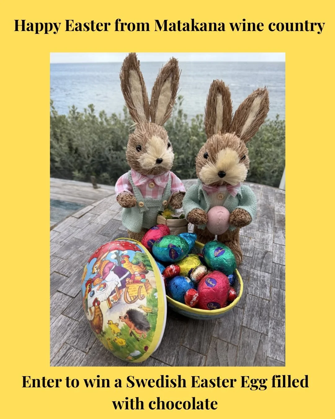 Happy Easter from Matakana wine country in New Zealand 🐣🐰☀️

Enter to win an amazing Swedish Easter egg filled to the brim with chocolate 🐣🐣

P&aring;ske-krim is originally a Norwegian 🇳🇴 tradition, and very popular in the rest of the Nordic co
