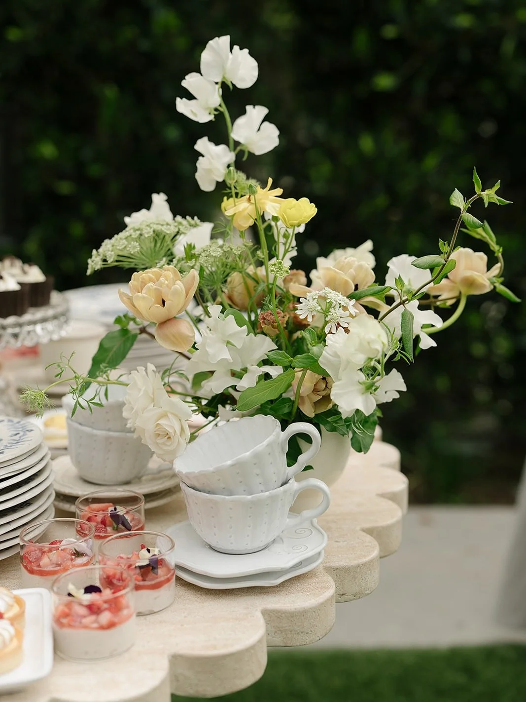 Styling dessert tables is one of my favorite little moments that can add such a fun impact for the end of event. Loving this one from A+J&rsquo;s french countryside inspired baby shower with a little mad hatter twist 🐇🌸🍰