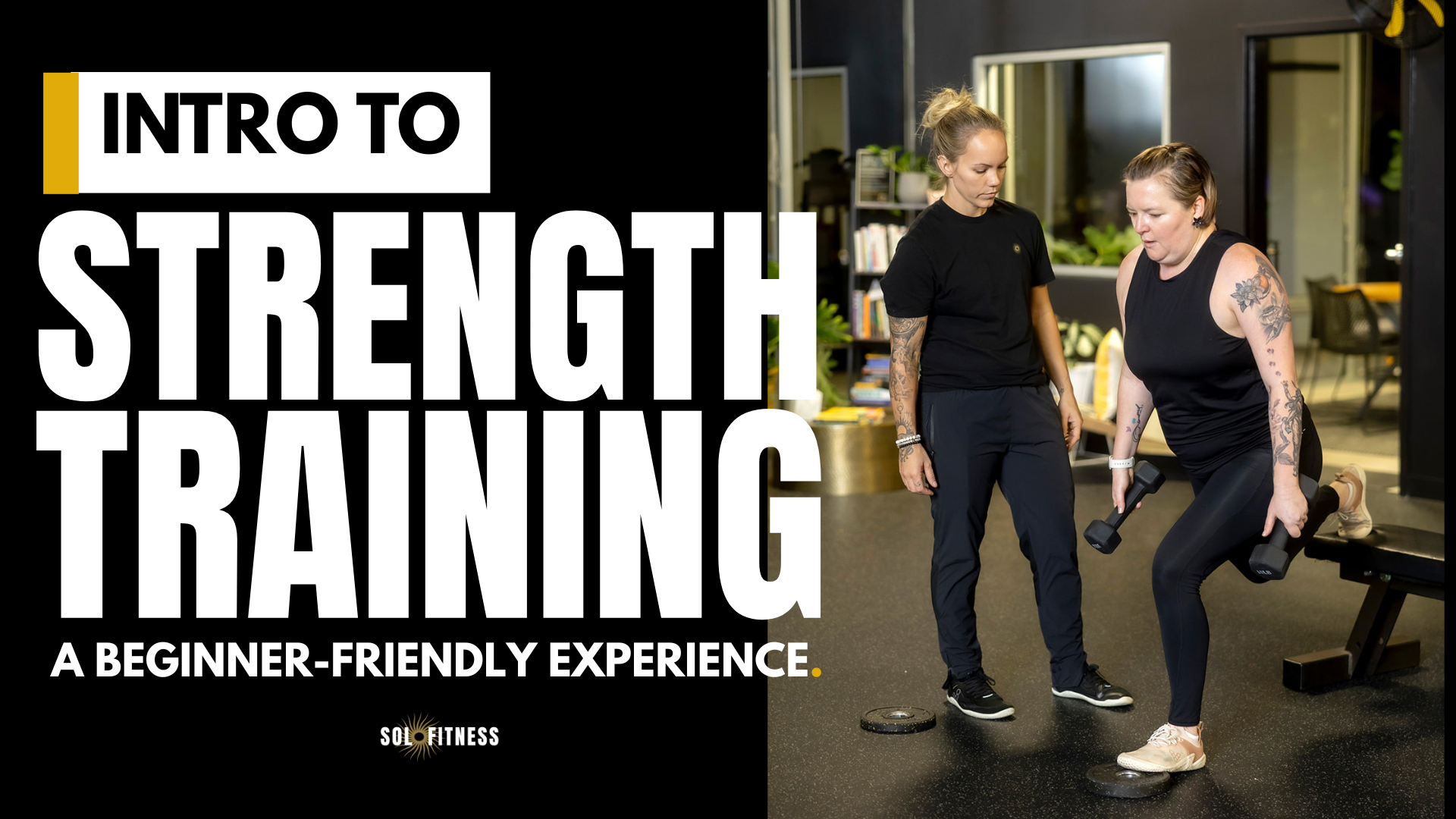 A Sol Fitness trainer working one-on-one with a client during a beginner strength training session in Lexington, KY