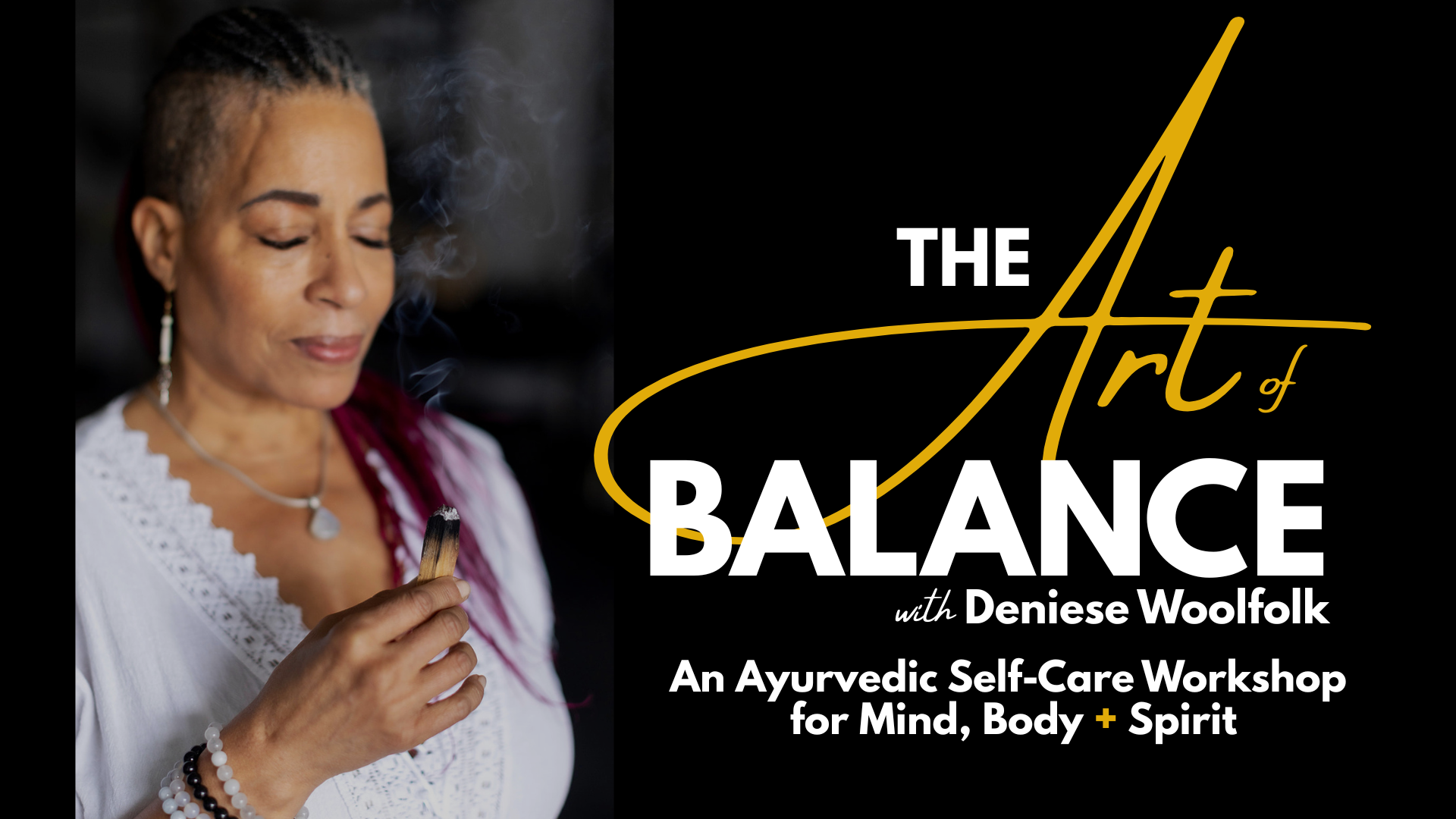 Deniese Woolfolk featured on The Art of Balance Ayurvedic workshop header image at Sol Fitness.