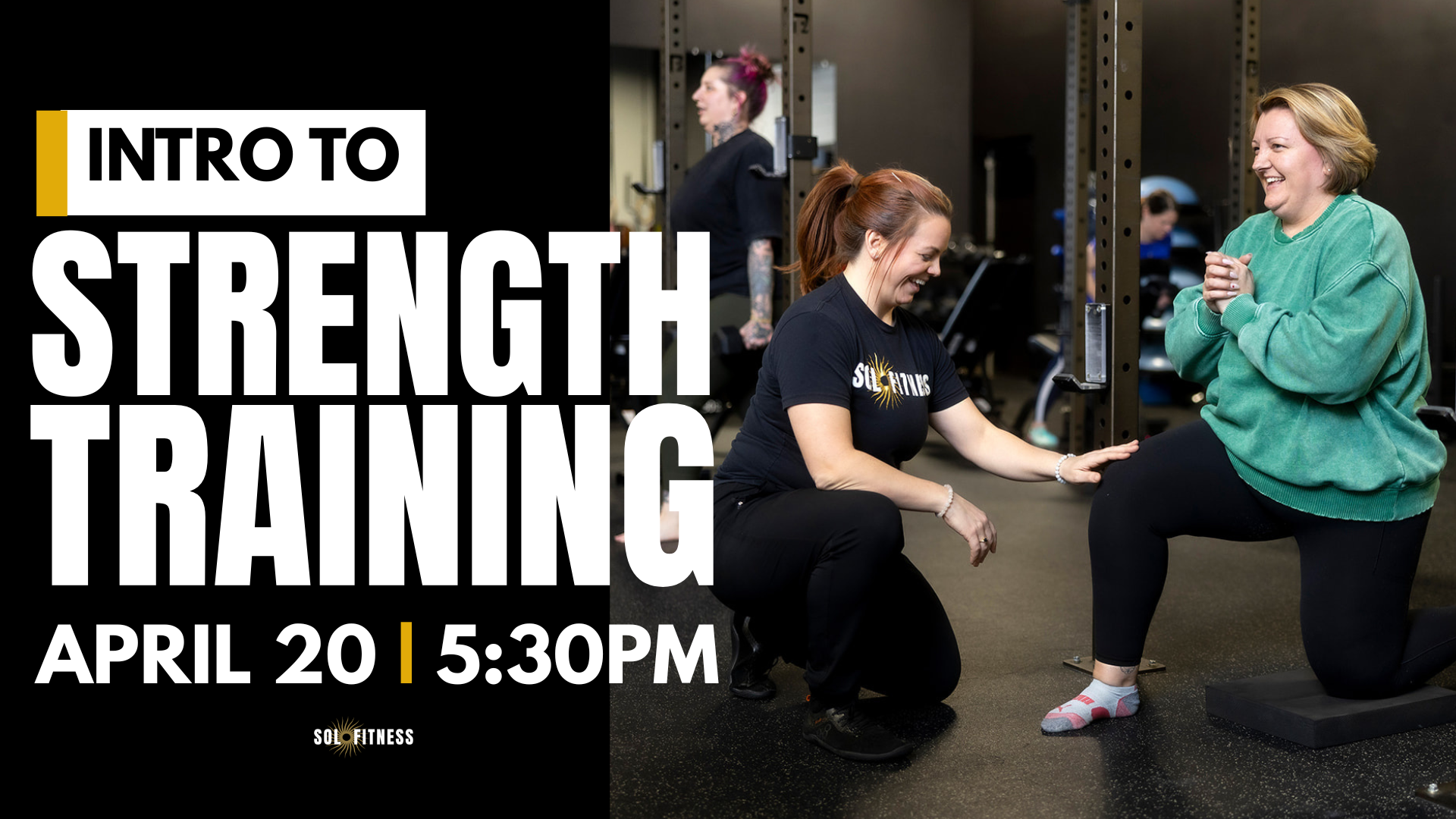 A Sol Fitness trainer working one-on-one with a client during a beginner strength training session in Lexington, KY