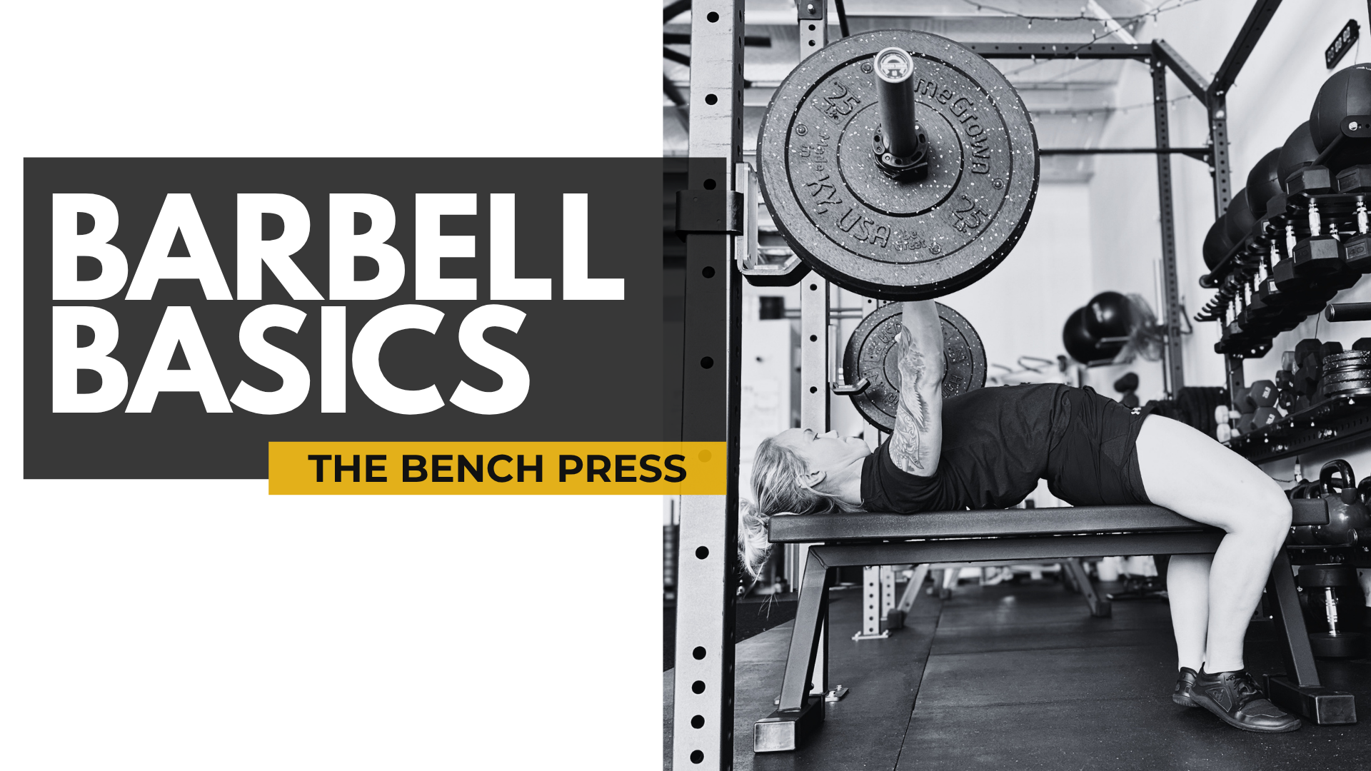 A lifter setting up for a barbell bench press at Sol Fitness in Lexington, KY during the Barbell Basics workshop series.