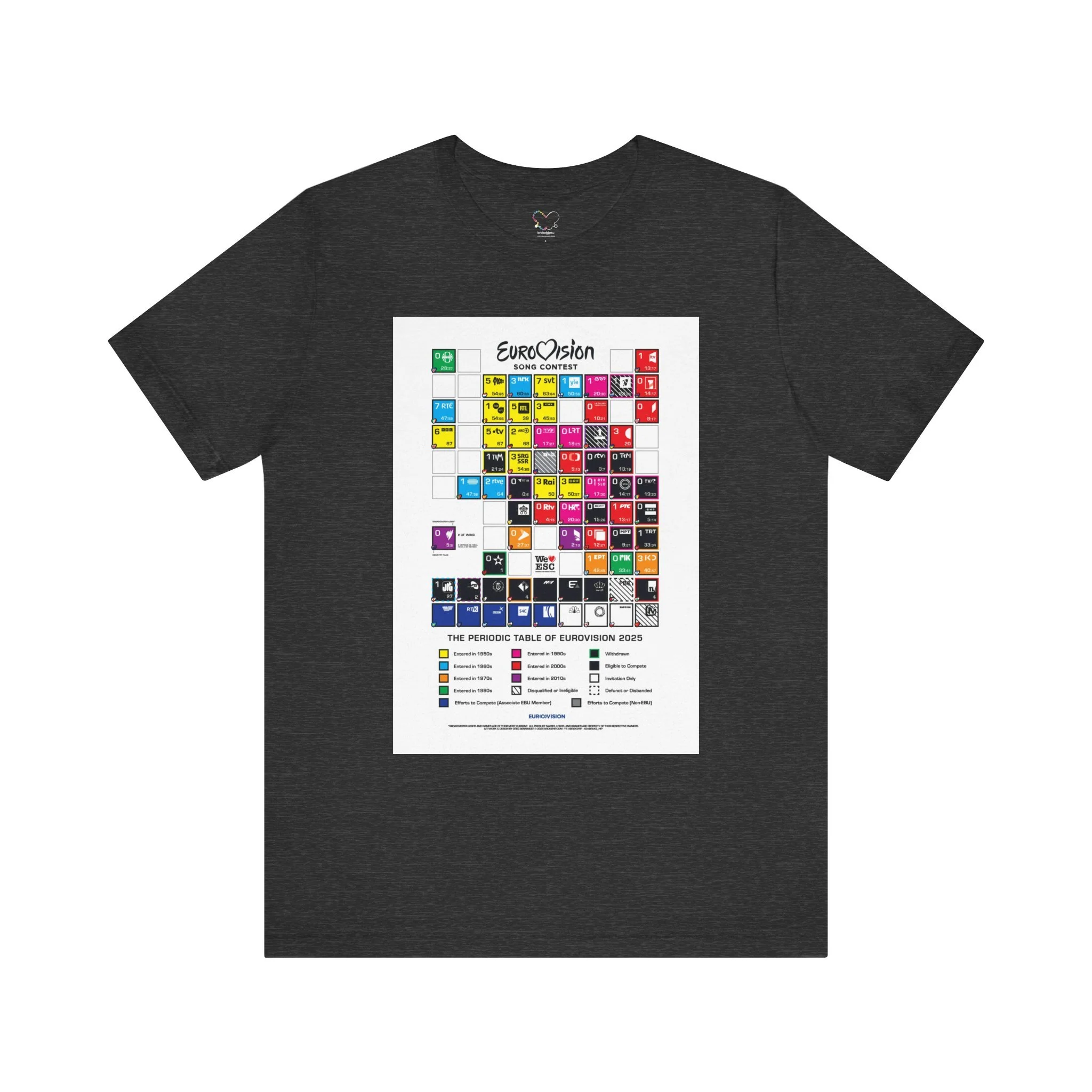 The Periodic Table of Eurovision T-Shirt Dark Gray Heather