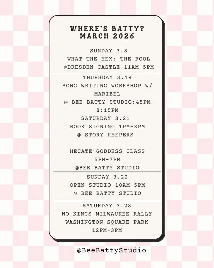 February was a whirlwind, lots of community, lots of leaning into unexpected opportunities and lots of talking with the universe. I&rsquo;m starting to find a good pace and finding my footing in the new studio. Last night was the first publicly open 