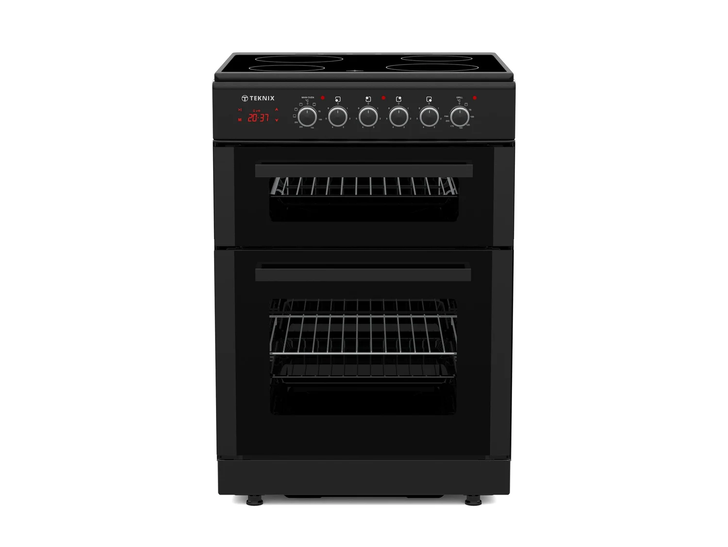 TK62DCB, 60cm Double Cavity Electric Cooker, Black — Teknix | Home