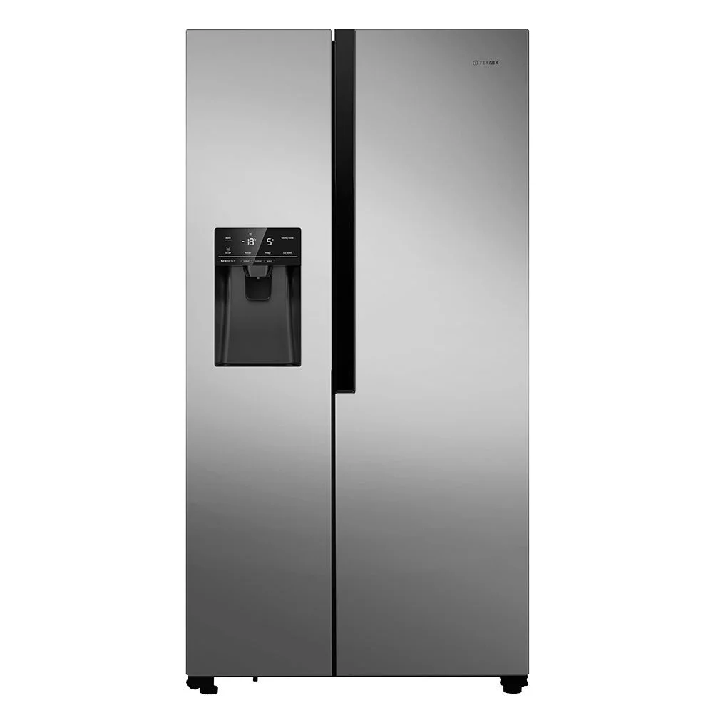 Teknix THSBS1791PLUBIX Black Steel 2 Door Side By Side Fridge Freezer E Rated Plumbed Ice Water~6921727077288 01c Mp