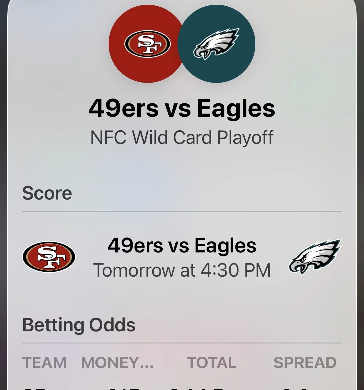 49ers vs Eagles