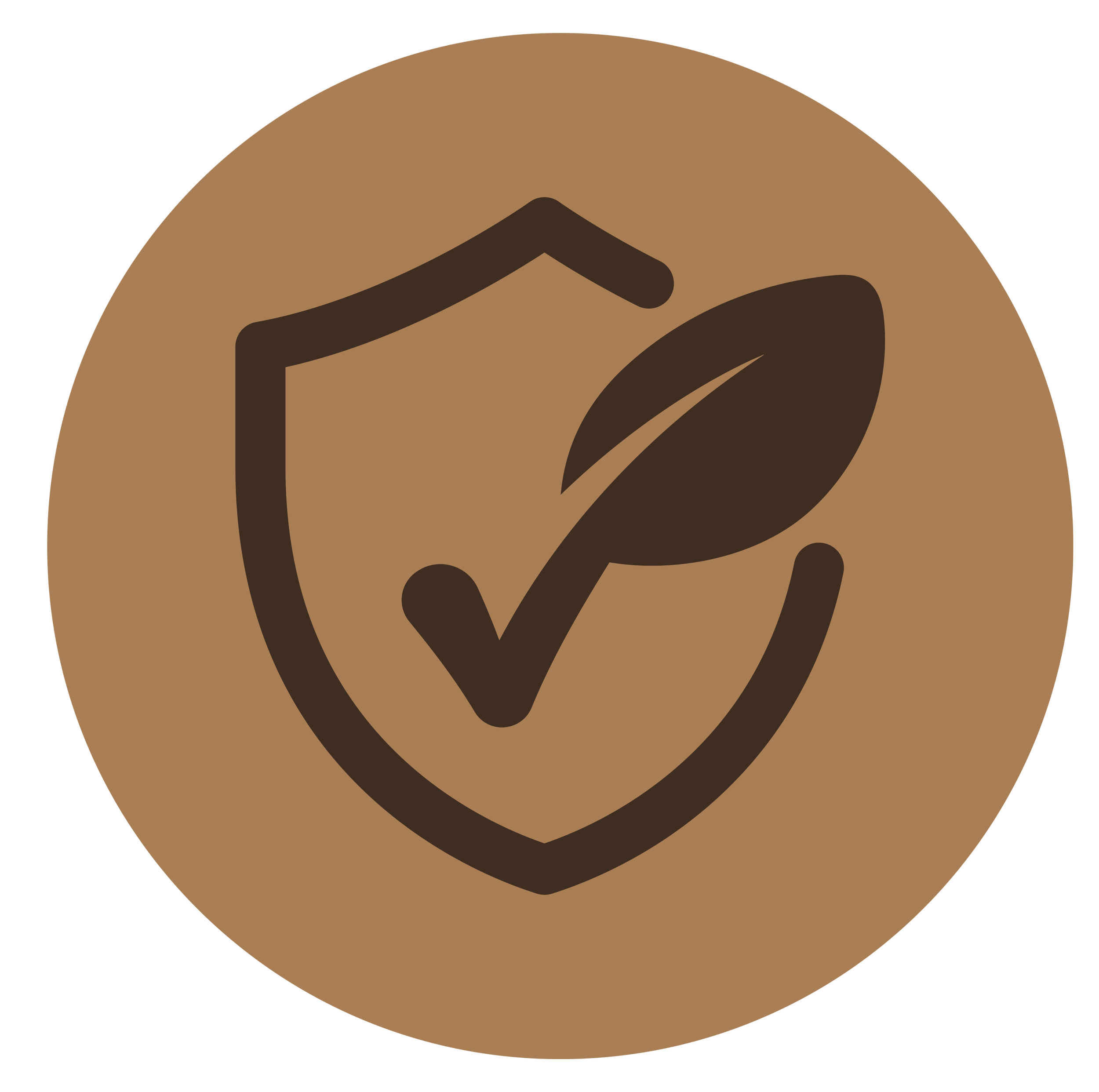 check mark icon with shield badge and leaf