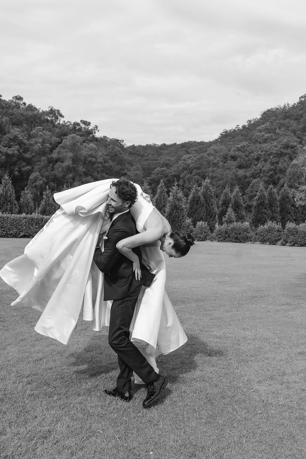 Bride and groom at Redleaf Wollombi during a warm March wedding, soft editorial portraits with Italian-inspired styling and golden afternoon light
