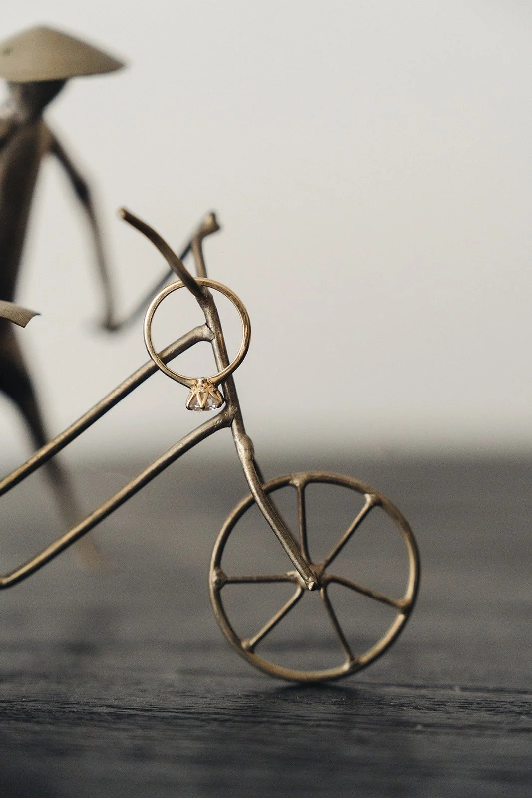 An editorial detail of the engagement ring during preparations at Krinklewood Estate.