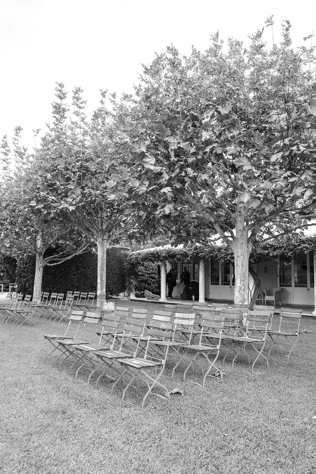 Ceremony seating arranged in the gardens at Krinklewood Estate, moments before guests arrived.