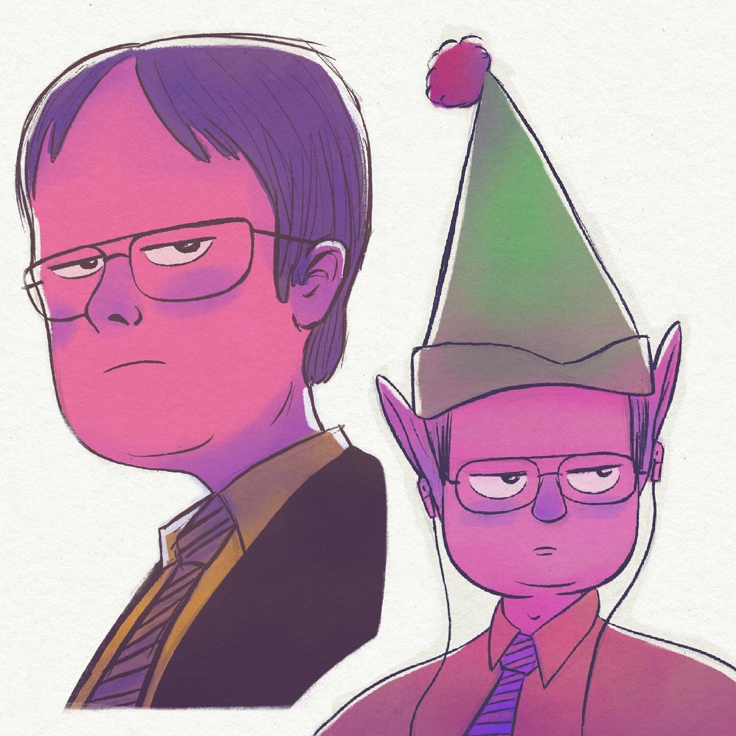 Dwight Schrute drawings I did a couple weeks back. I enjoyed drawing them, it&rsquo;s a lot harder than making random characters but pretty rewarding. Some characters are easier to draw than others, Dwight has his glasses hair and mustard shirt to wo