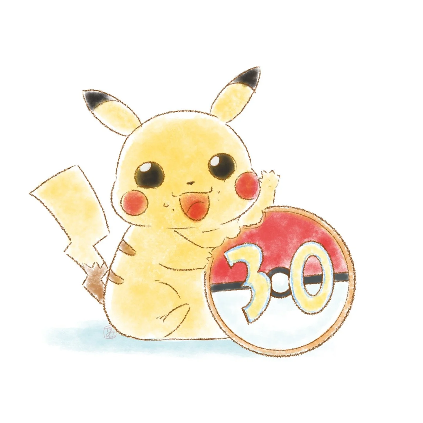 Happy Pok&eacute;mon Day everyone! I thought the best way to celebrate would be redrawing my chubby Pikachu that I first drew about 10 years ago XD He&rsquo;s pretty happy to celebrate, too, now that he&rsquo;s gotten a cookie. I&rsquo;m actually pre