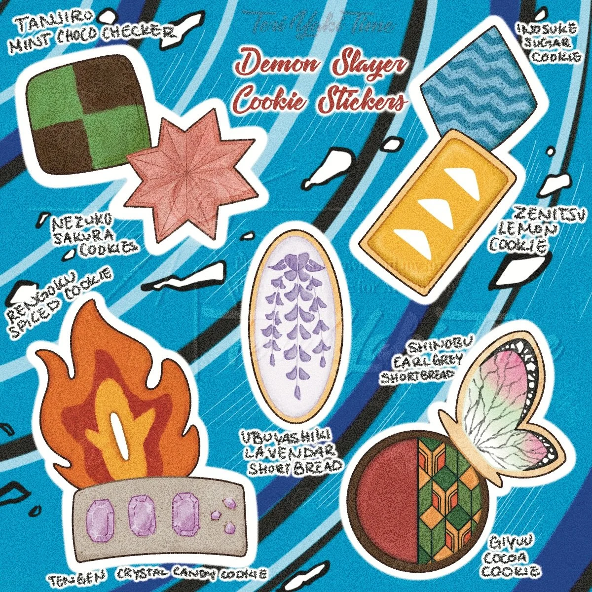 I got so excited about Pokopia that I forgot I finished making my Demon Slayer cookie sticker sheet! Another set I&rsquo;ll likely expand on. Which cookie is your favorite?
Demon Slayer Cookies:
-Tanjiro Chocolate Mint Checker
-Nezuko Asanoha Sakura 