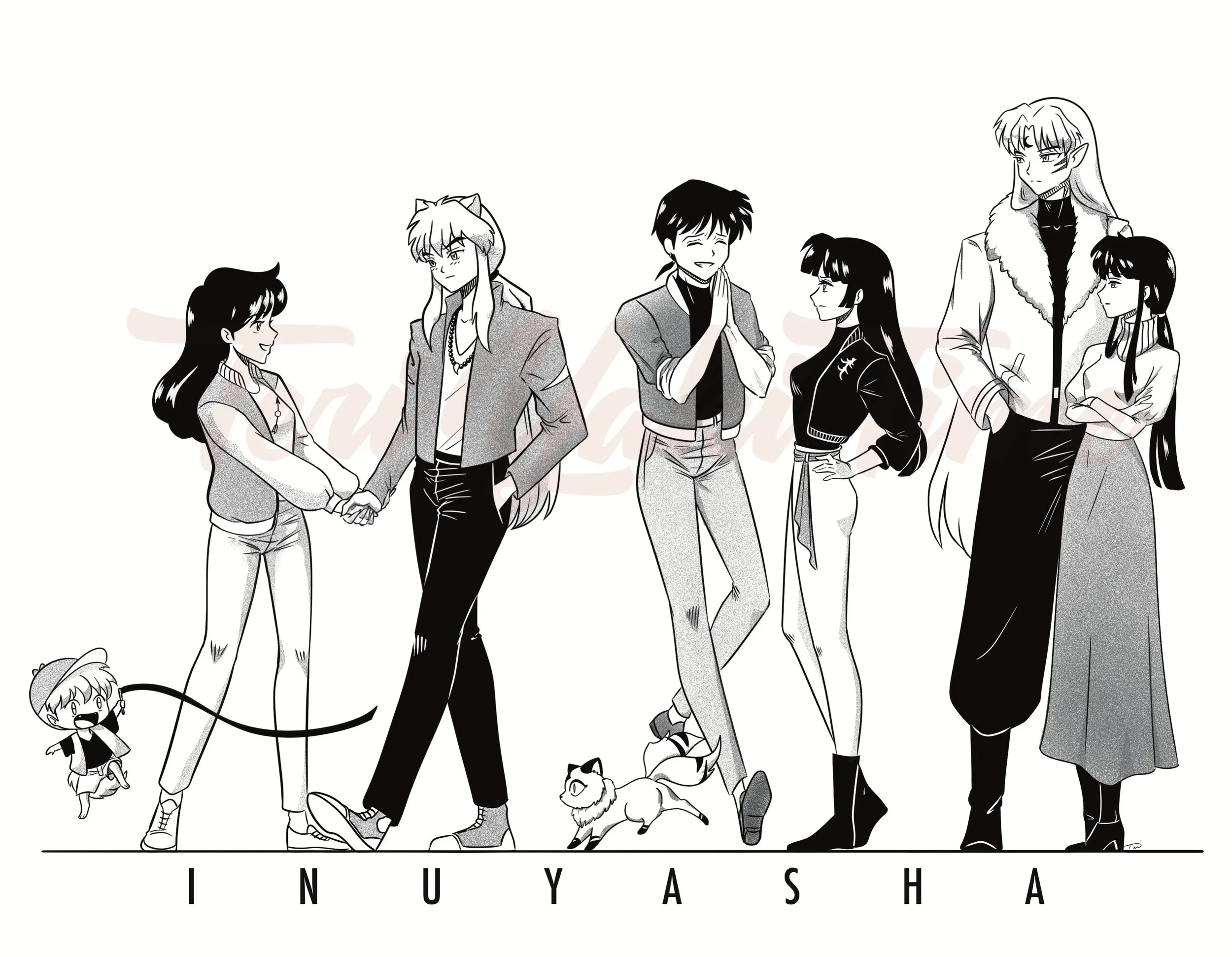 So the final new piece I&rsquo;ll have at my table at @fanexpodenver is this 90s aesthetic Inuyasha piece!!&hellip;except it won&rsquo;t be available as a print because I forgot to add it to my stock order 😭 It will be available in a different form 