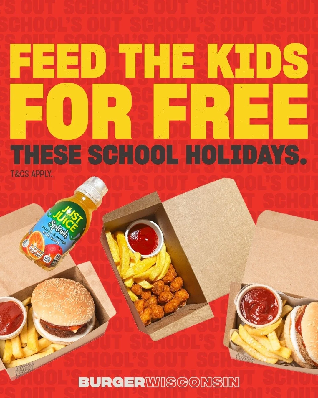 Helping you keep the kids fuelled these school holidays - score a free junior meal when you spend $20. Download the BW app and check the promotions tab, or head to your local Burger Wisconsin to redeem 🍔

Visit our website for T&amp;Cs.