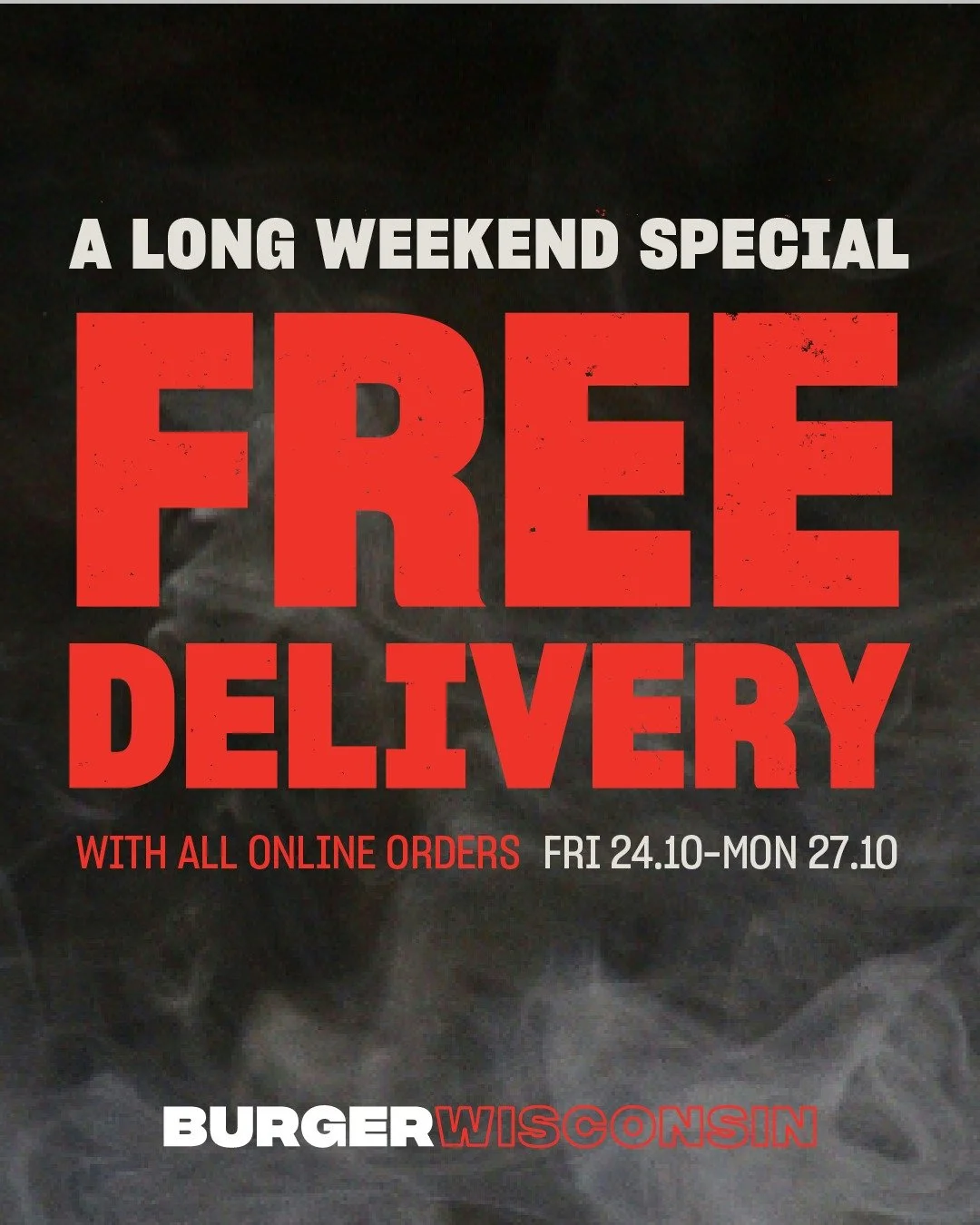 Free delivery is on the menu this long weekend. 🍔

Pay restaurant prices (with no third party increases) when you order direct via the BW App or online, and we'll deliver to you for free!

Redeemable Friday 24.10-Monday 27.10. Excludes third party d